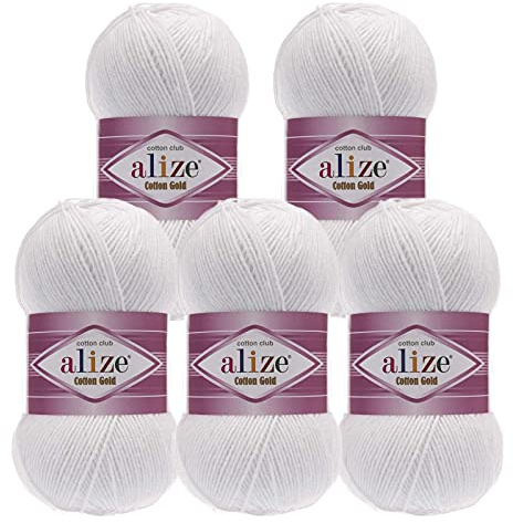 5 x 100g Strickgarn Alize Cotton Gold Uni Klassikgarn Häkelgarn Strick-Wolle Farbwahl