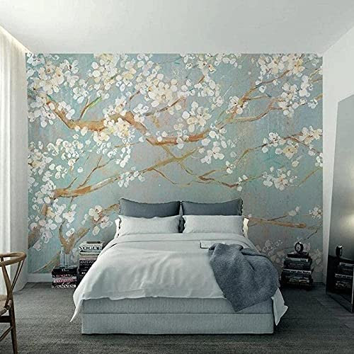 XHXI Carta da parati personalizzata con foto Dipinto a mano Pittura a olio 3D Fiori di ciliegio Fiori murali Soggio 3D Carta da parati fotomurali poster murale Soggiorno camera letto-150cm×105cm