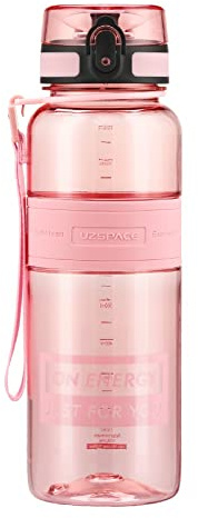 Bottiglia d'acqua per frutta con infusore per sport, 1000 ml, senza BPA, Tritan, a tenuta stagna (rosa brillante)