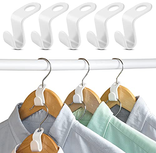 60 Stück Kleiderbügel Verbindungshaken, Haken für Kleiderbügel Bügel Verbindung, platzsparende Kleiderbügelverbinder für mehr Platz und Ordnung im Schrank(Weiss)