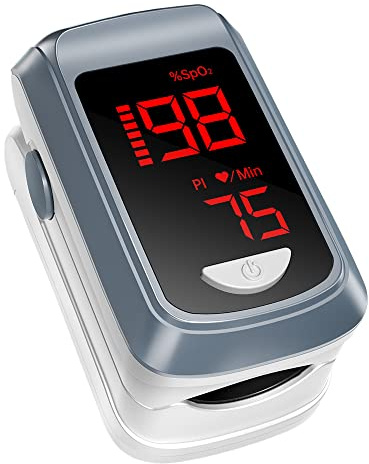 Pulsossimetro da polpastrello - HOLFENRY Mini Ossimetro Monitor della Saturazione di Ossigeno per SpO2/Tasso cardiaco/PI, con App dedicata, Compatibile con iOS&Android, Bianco...