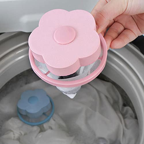 Tuzsocr 5 PC Hair Removers for Laundry,Lint Mesh Bags Lint Catcher Washer Hair Catcher Flowers Hair Filter Net Pouch,Pet Hair Lint Mesh Remover,Cleaning Ball Tool Non-toxic Reusable. (Pink)