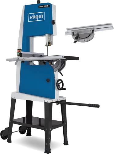 Scheppach Bandsäge BASA3 | 400V mit 1100W Leistung | Variable Geschwindigkeit | Durchlasshöhe -, Breite 205mm / 306mm | Grauguss-Tisch | stufenlose Tischverstellung | Untergestell & Querschneidlehre