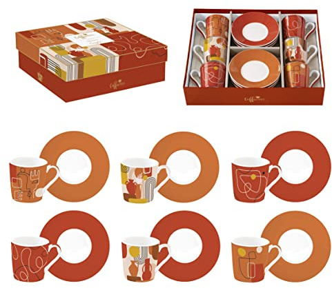 Easy Life Set mit 6 Kaffeetassen, 100 ml, aus Porzellan