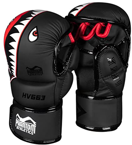 Guanti MMA Phantom Fight Squad | Guanti professionali per sparring, combattimento, boxe, combattimento libero (L/XL - Nero)