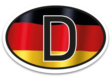 iSecur D Sticker Länderkennzeichen Deutschland Flagge 17,5x11,5 cm -kfz716 | Selbstklebender Länderkennzeichen-Aufkleber D mit Flagge, UV-beständig und wetterfest für Fahrzeuge und Anhänger