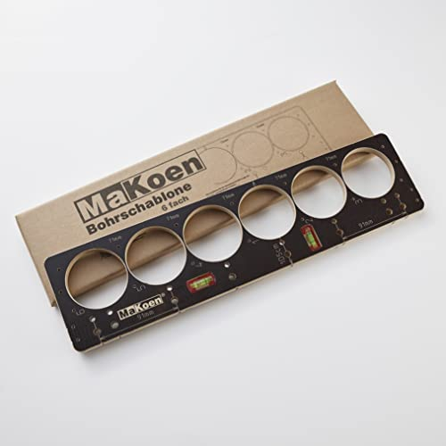 MaKoen Bohrschablone 6-Fach mit 2 Libellen einstellbar Steckdosen Trockenbau Schablone mit Libelle