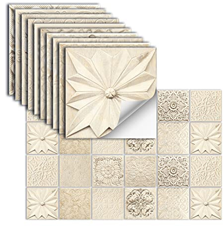 24 Pezzi Adesivi Per Piastrelle Vinile Autoadesivi Adesivi Murali Impermeabili Per Cucina Bagno Piastrelle Parete Camino Armadio Decorazione Adesivi,Hz-53,15x15 Cm