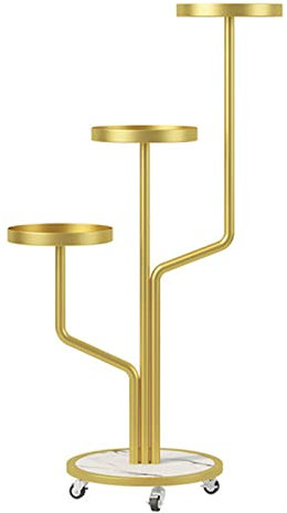 URBERY Supporto per Piante in Metallo, Portavasi in Ferro da Interno con ruote, Porta Piante a 3 Piani Scaffale Ferro Battuto Portafiori Ferro Battuto da Esterno Interno (C 35X100CM)