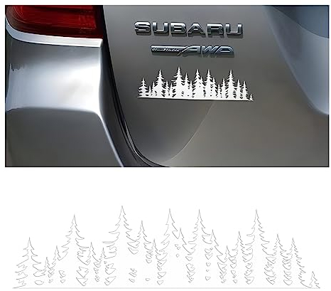 CGEAMDY Auto-Aufklebers Berg Aufkleber Baum Wald Vin, Pine Tree Forest Vinyl Aufklebers, Berge Küste Auto Dekor, Berg Vinyl Aufkleber Aufkleber für Car(Weiß)