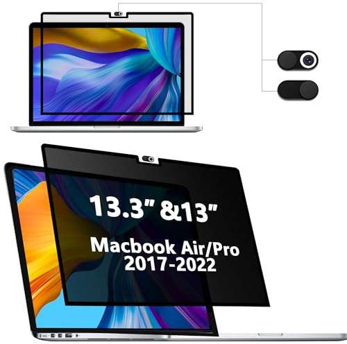 Dabernur Blickschutzfilter Nano Adsorption Abnehmbar für MacBook Air 13 (2018-2021,M1) & MacBook Pro 13 Zoll (2016-2022,M1,M2), Anti Glare Blaulicht Blickschutzfolie Sichtschutzfolie Sichtschutz