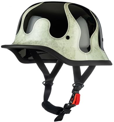 Mezzo Casco Jet Moto Retrò Casco Scodella Portatile, ECE Omologato Mezzo Elmetto da Moto Retrò per Uomo Donna Biker Cruiser Scooter Touring F,XL