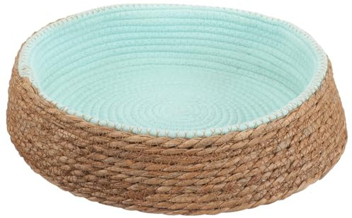 Angoily Round Woven Rattan Pet Nest for Cat Sleeping Bed Natural Wicker Dog Bed for Small Dog Warm Pet House for Indoor Use