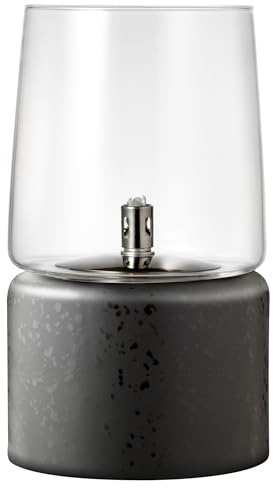 BITZ Gastro Öllampe Outdoor und Indoor, Hübsche Petroleumlampe für Camping, Garten oder Innenraum, Durchm. 15 cm, Höhe 26 cm, aus Steingut und Glas, Schwarz