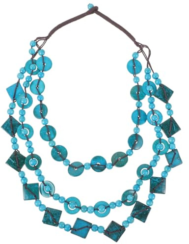 Amosfun Damen Halskette BöHmischer Stil Vintage Statement Kette Mit Handgefertigten Holzperlen Und Kokosnussschale Boho Schmuck FüR Alltag Und Fest
