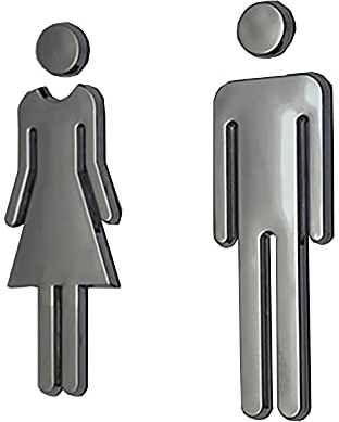 LXYDPZ 7,87-Zoll-Toilettenschild für Männer und Frauen, Selbstklebender Badezimmer-Toilettenschild-Aufkleber, Badezimmer-Unisex-Toilettentürschild (schwarz 20 cm) (Silber 20 cm)