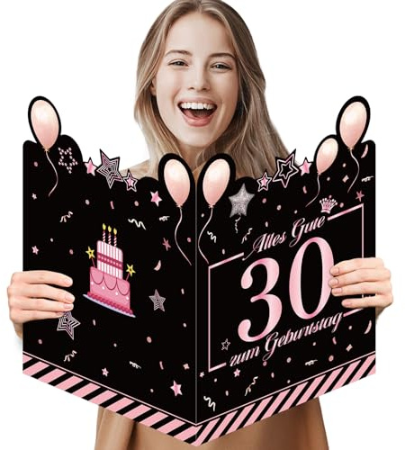 Yibat Geburtstagskarte 30 Mann Groß 63x40cm,Karte 30 Geburtstag Frau,30 Geburtstag Frauen Deko,Geburtstagskarten 30 Jahre Rosegold,30. Geburtstag Gästebuch Karten Danke Geschenke,GrußKarten