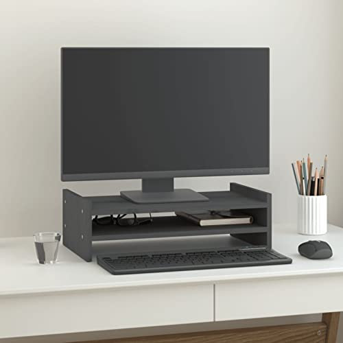 ShGaxin Monitorständer Grau 50x27x15 cm Massivholz Kiefer, Monitor Erhöhung, Schreibtischaufsatz, Monitor Erhöhung Schreibtisch, Bildschirm Erhöhung, Schreibtisch Regalaufsatz - 814021