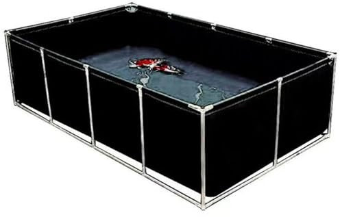 Generisch Aquariumtank mit Ablassventil, Aquakultur-Wassertankreservoir mit Stahlrahmen, multifunktionaler temporärer Fischteich aus PVC-Leinwand,Schwarz,3x3x0.6m