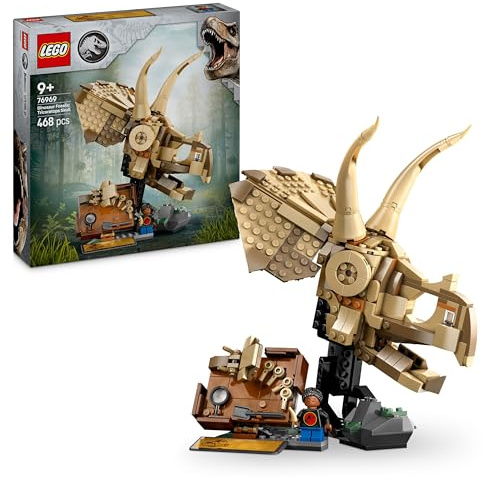 LEGO Jurassic World Dinosaurier-Fossilien: Triceratops-Schädel Modell, Dinosaurier Spielzeug für Jungen und Mädchen ab 9 Jahren, Geschenk für Kinder und Jurassic World Fans 76969