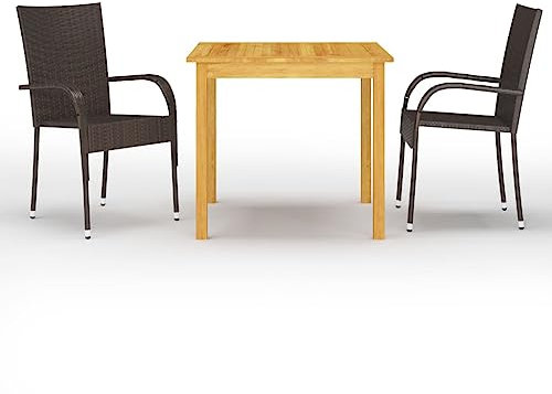 NQJIBUE Gartenmöbel-Set, 3-teilig, braun, Gartenmöbel-Sets
