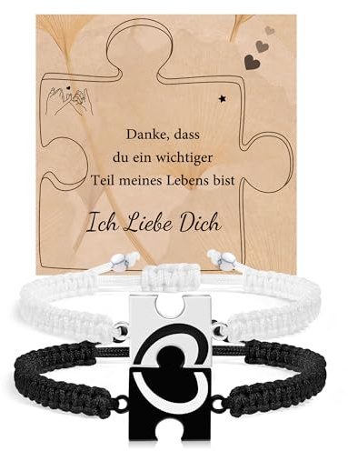 MANVEN Jigsaw Partnerarmbänder Paar Geschenke Pärchen Jahrestag Geburtstag | Valentinstag Weihnachten für Ihn Sie Mann Frau Freunde Freundinnen Ehemänner Ehefrauen