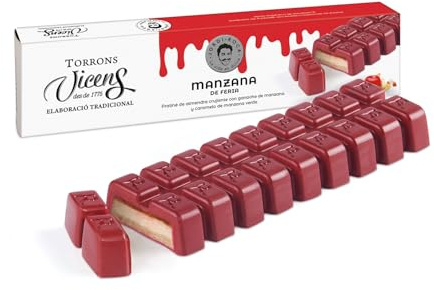 Turrón de Manzana de Feria 300g by Jordi Roca en Estuche Torrons Vicens - Dulces navideños de Calidad Suprema con Tradición e Innovacion - Praliné de Almendra con Caramelo y ganache de Manzana