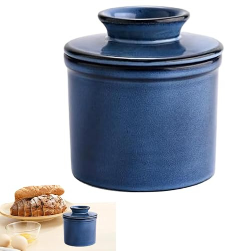 Tarro de mantequilla, tarro de mantequilla untable con tapa, recipiente decorativo hermético al agua, recipiente de mantequilla de cerámica para decorar el hogar y la cocina