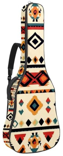 Gitarrentasche in voller Größe, wasserdichte Gitarren-Abdeckung, Tragetasche für akustische klassische E-Gitarren, Retro-geometrisches Muster, ethnisches Retro-Muster, Mehrfarbig 04, 42.9x16.9x4.7 in,