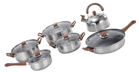 OKUMEYR Sartén De Acero Inoxidable Cacerola Olla Para Sopa Fácil De Limpiar Para Hogar y Restaurante