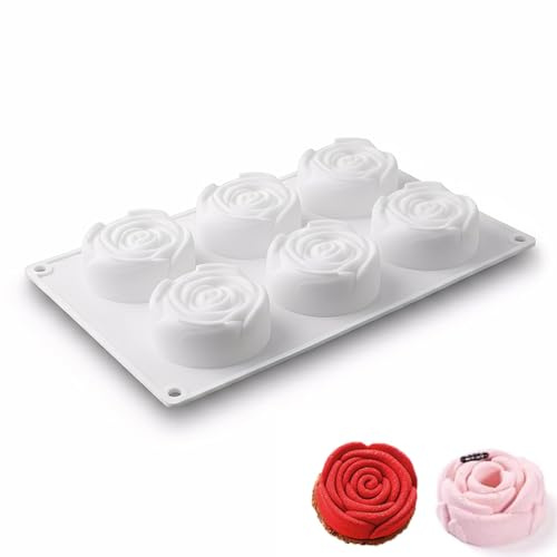 Bustlwor Rosen Silikon Backform, Silikonform Rose, Silikon Rosen Schokoladenformen, für Kuchen Muffins Schokolade Pudding Jelly