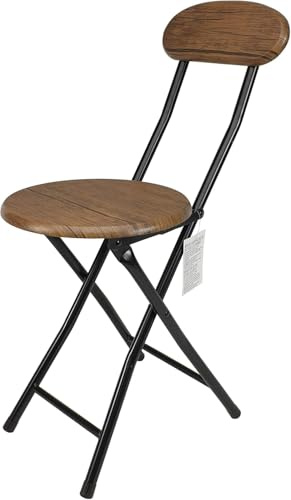 Silla Plegable, Taburete bajo Plegable, Silla Apta para Interior y Exterior, Alto. 74 cm x Diámetro. Ø30 cm. (1, Nogal)