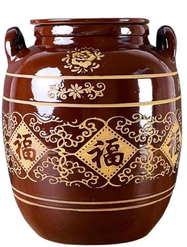 DECORN Vaso per fermentazione con Coperchio - Barattolo per fermentazione di crauti in Porcellana Cinese Tradizionale - Vaso per sottaceti in Ceramica per sottaceti di crauti Kimchi,40L