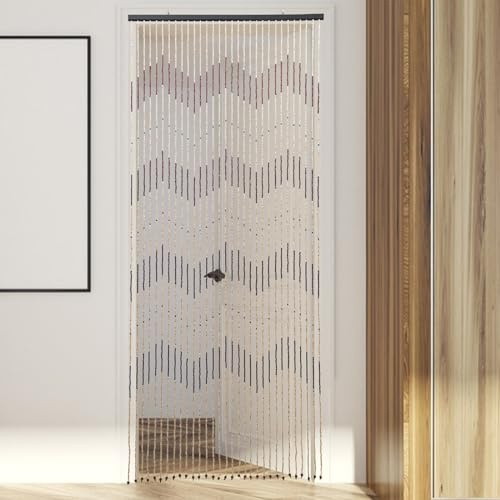 Bambus Vorhang Tür Vorhang Bunte Holzperlen Vorhang Perlen, 31 Stränge Tür Vorhang Teiler Insektenschutz Holzperlen Vorhang Raumteiler Dekorativer Vorhang für Wohnzimmer, Schlafzimmer Tür, 90 x 220 cm