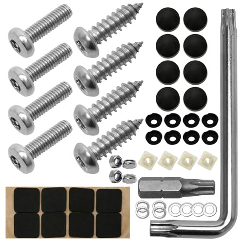 Number Plate Security Screw Fixing Kit, Tamper Resistant Licence Plate Kit, Stainless Steel Car Number Plate Screws and Caps Sets for Cars, Motorcycles, and Trucks