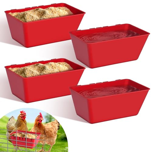 JLUHYANN 4 Pack 2.5 Quart Chicken Waterer Chicken Feeder Chicken Cage Cup | Hanging Fence Cage Feed Trough for Poultry,for Duck Goose Rabbit Duck Pigeon Bird Quail Pet