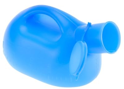 Orinatoio Portatile Uomo 2000ml con Coperchio Anti-odore, Bottiglia | Design Ergonomico in Pe Blu, Stabile in Piedi, Beccuccio Trapezoidale per Uso Esterno e Ospedaliero