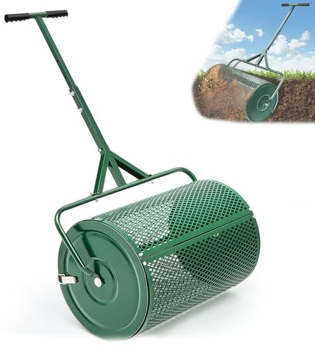 Rasen- und Gartenstreuer, langlebiger Rasenmoosstreuer mit verstellbarem T-Griff zum Pflanzen, Säen und Düngen, perfekt für effiziente Rasenpflege