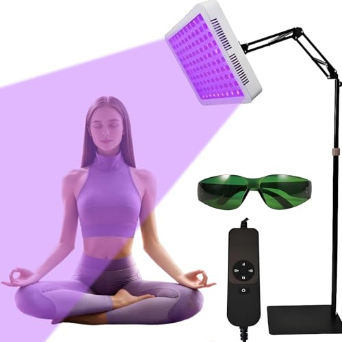 Sollampa, 100 LED-solarium för hemmabruk, 395 nm lila ljus solskydd – självsolbränningsenhet för ansikte och kropp med 360° roterande huvud och justerbart vinkelstativ, timerljusstyrka och glasögon