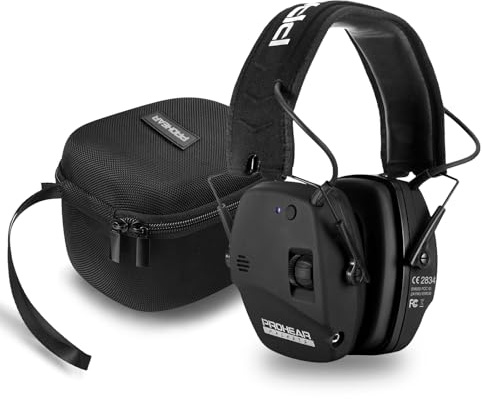 PROHEAR 030 Elektronischer Schiessen Gehörschutz mit Bluetooth 5.4, Schießstand Gehörschutzer, Aktiver Ohrenschützer mit Aufbewahrungsbox Lärmminderung Klangverstärkung für Jagd, NRR22dB SNR 27dB