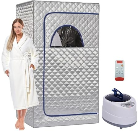 SMTYXS Juego De Sauna Vapor Casera Cuerpo Completo, Olla Grande 2L, SPA For Una Persona con Tiempo Y Temperatura, Terapia Desintoxicación Control Remoto Velocidad de Calentamiento rápida(Silver)