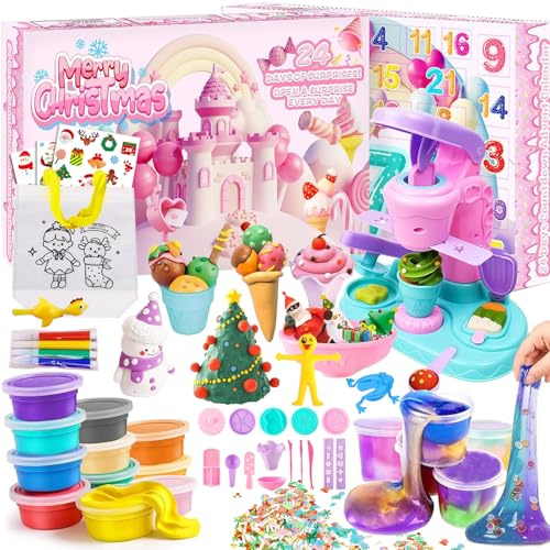 ALUNME Calendrier de l'Avent 2025 pour enfants, compte à rebours de 24 jours, avec 24 jouets, calendrier de l'Avent de Noël 2025, pour enfants garçons et filles, violet et rose