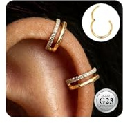 Adramata 2Pcs G23 Titan Helix Piercings Hypoallergen Conch Piercing Ring Klappbarer Septum Nasenpiercing Klein Ohrringe Creolen Gold/Silber Cartilage Rook Daith Tragus Piercing Ohr