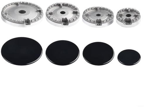 GANCEI Kit de repuesto de tapa de corona de quemador de gas con sombrero de cocina de hierro y tapa de estufa para quemadores de gas Shabaf para distribución uniforme del calor (plano)