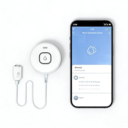 Smart WiFi Wassermelder mit 100dB Alarm & App-Push, Wasserleck-Sensor für Küche, Bad & Waschmaschine, 1 Stück