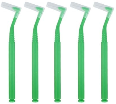 Interdentalborstar och tandtrådspinnar, Interdentalborstar 10 st Flerfärgade vinklade L-formade nylontrådsplockar(Green)