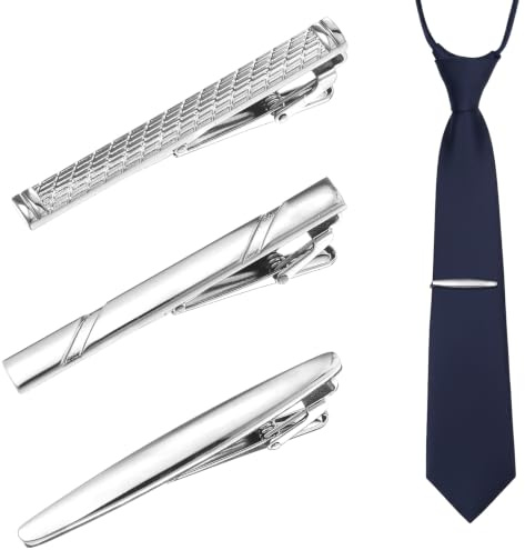 GEEHUA 3 Stück Krawattenklammer Set, Krawattennadel Herren Edelstahl | Klassische Tie Clips Silber für Business Hochzeit Alltag Krawattennadeln für Herren Anzüge