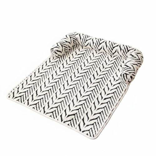 FJMQHU Coussin Antidérapant Lit Maison pour Animaux Tapis de Chien Protection pour Canapé Soutien Ergonomique Ailes Rehaussées Matériau Flanelle Lavable, 80x90x16cm