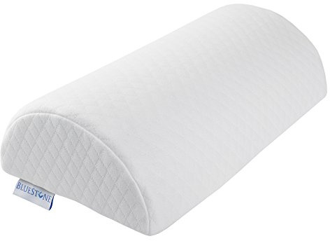 Memory Foam Back Pillow / Half Moon Lumbar Bolster Cushion For Back Pain Relief, Leg and Knee Support and Sleeping With Removeable Cover By Bluestone