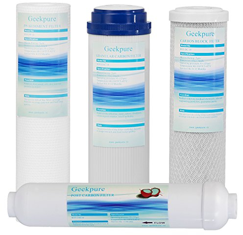 Geekpure sostituzione del filtro ad osmosi inversa compatibile universale 4 filtri inclusi eccetto la membrana RO